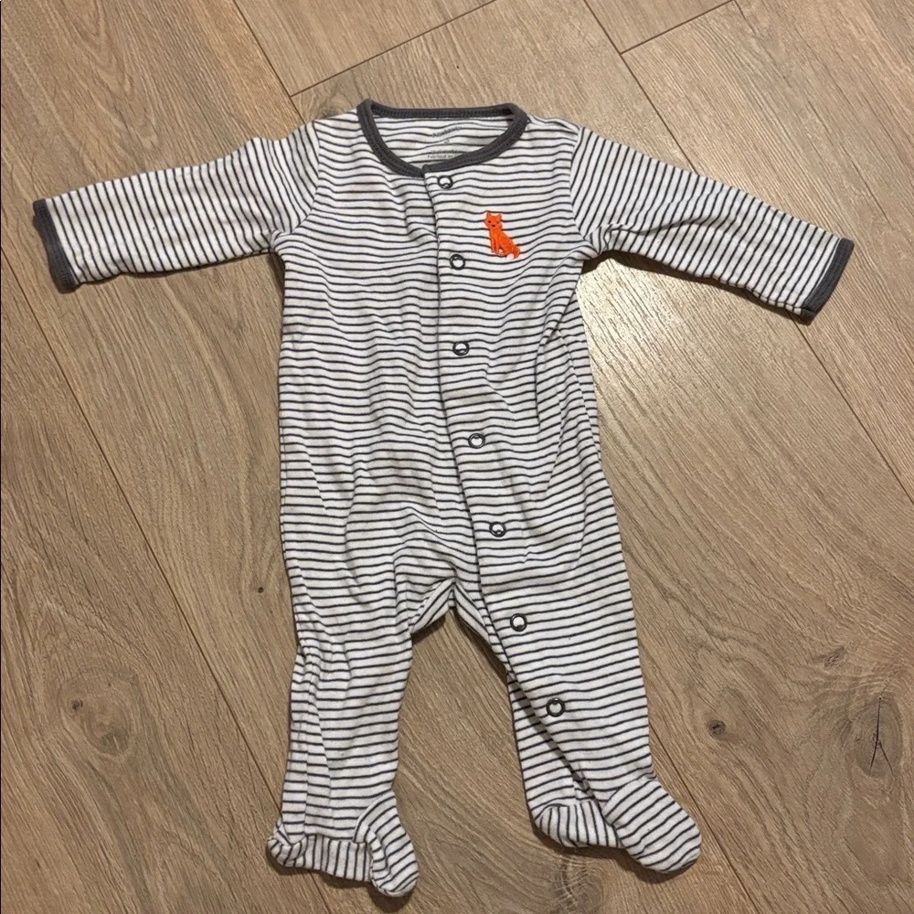 Striped Button Baby Onesie with Fox